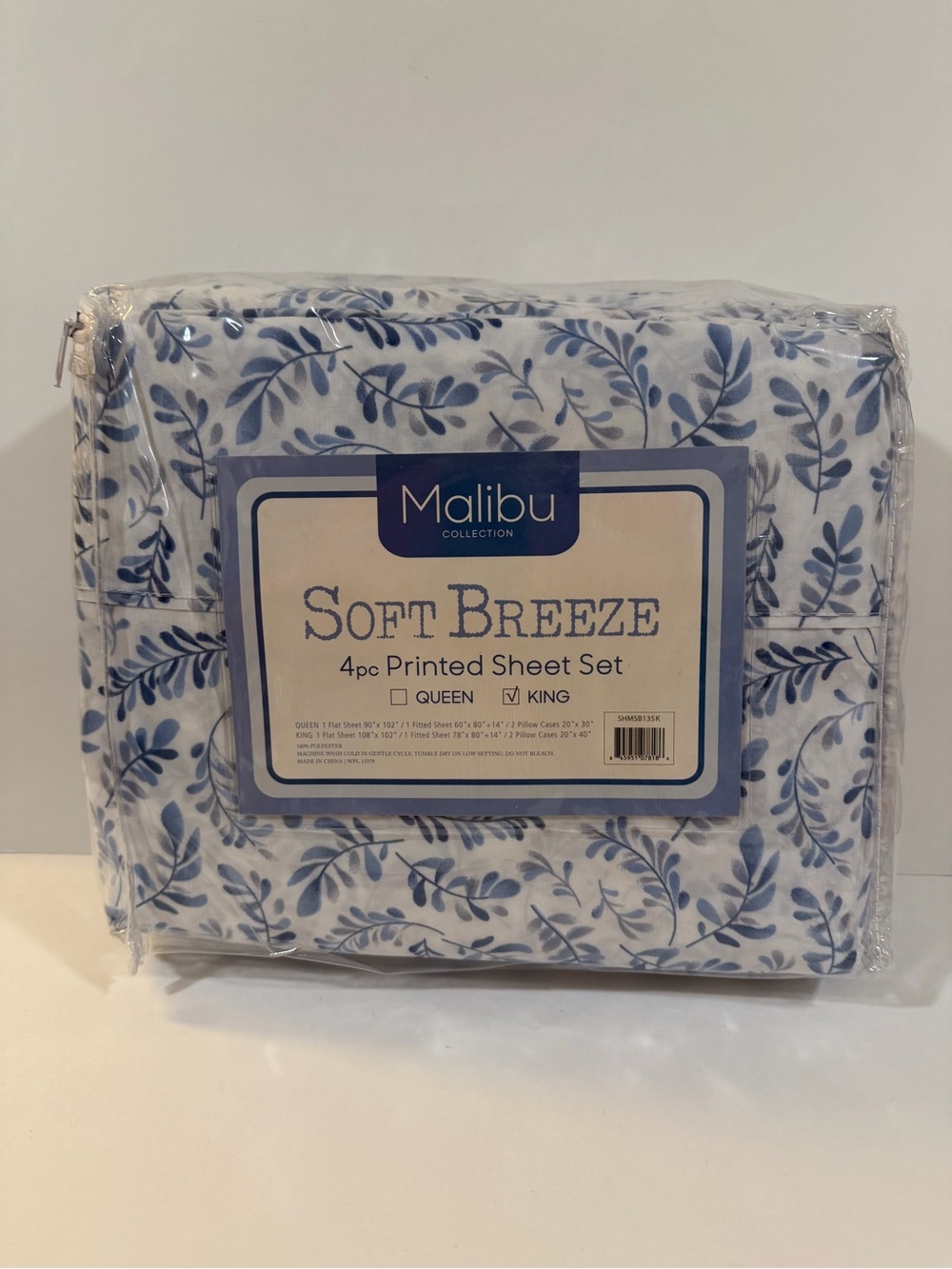 Soft Breeze King Size 4 Piece Sheet Set NWT